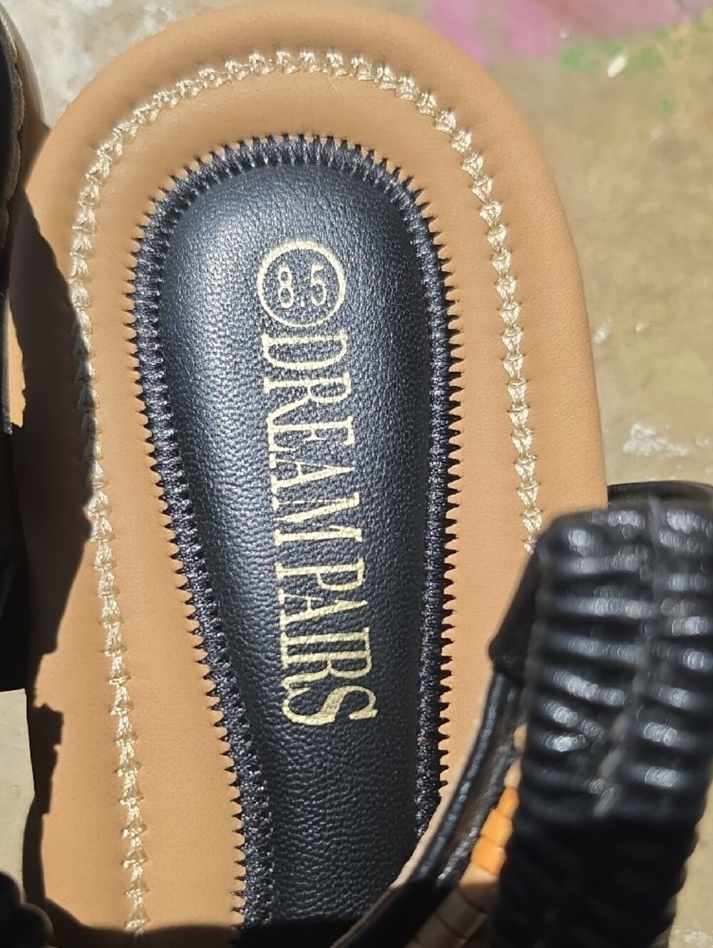 Dream Pairs Black Sandals with Orange and Tan Beaded T-Strap - Picture 2 of 3